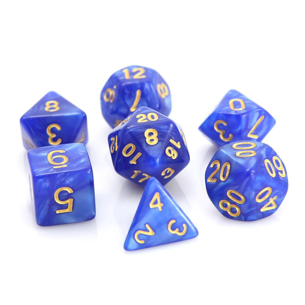 LionHeart Hobby 7 Piece RPG Set - Blue Swirl with Gold